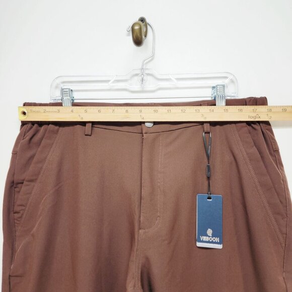 Veboon Mens Proflex Pants Size 36x32 Cotton Flex Polo Slim Fit Brown Formal - Picture 9 of 9
